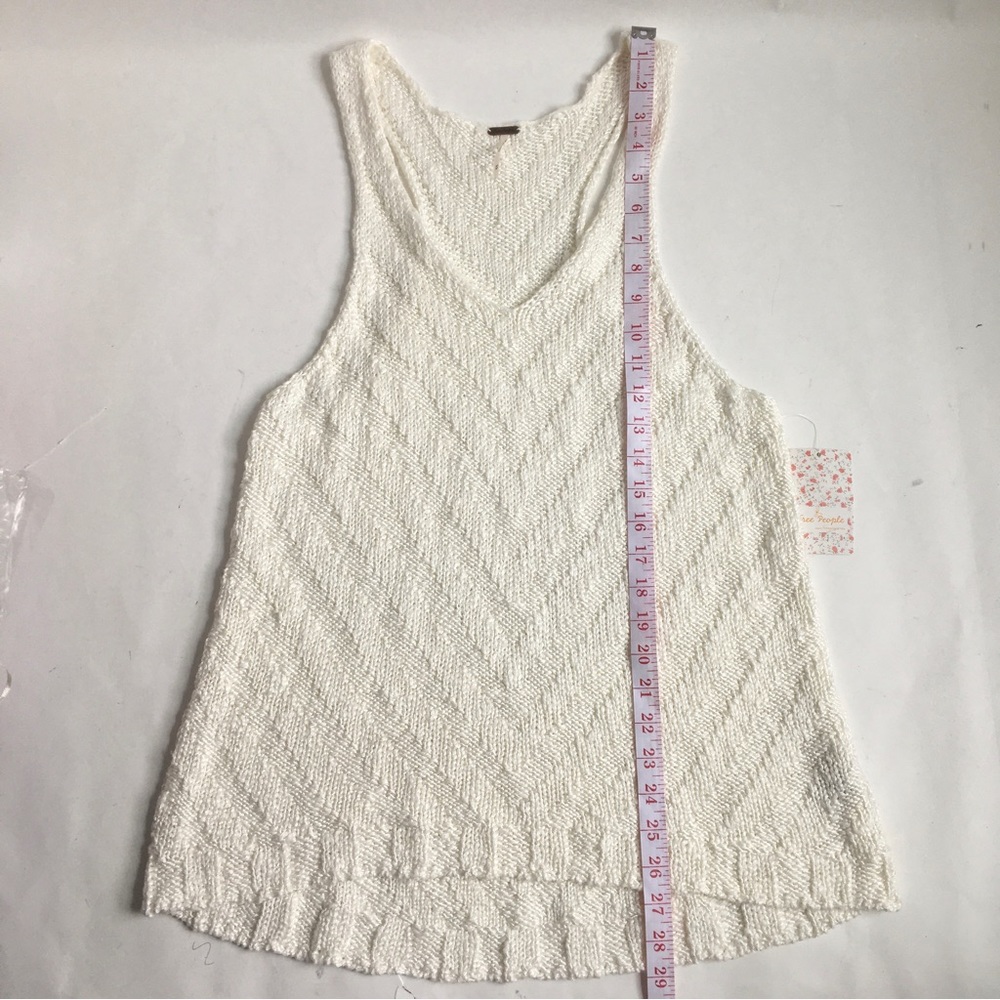 Free People Chevron Tank top Knit Sweater Ivory Size Medium - Picture 14 of 14